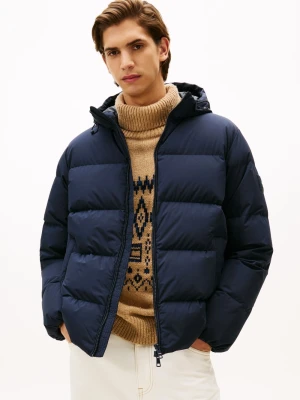 Tommy Hilfiger Męska kurtka puchowa Mężczyźni Sztuczne włókno niebieski jednolity,