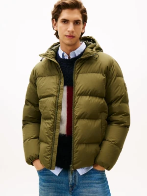 Tommy Hilfiger Męska kurtka puchowa Mężczyźni Sztuczne włókno zielony jednolity,
