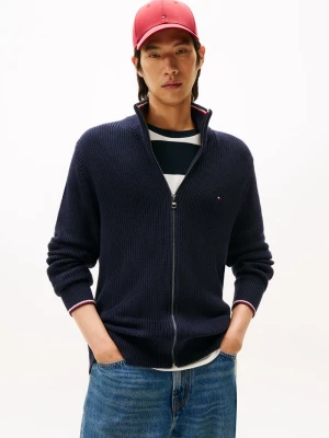 Tommy Hilfiger Męski kardigan Mężczyźni Bawełna niebieski jednolity,