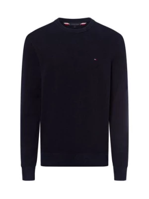 Tommy Hilfiger Męski sweter Mężczyźni Bawełna niebieski jednolity,