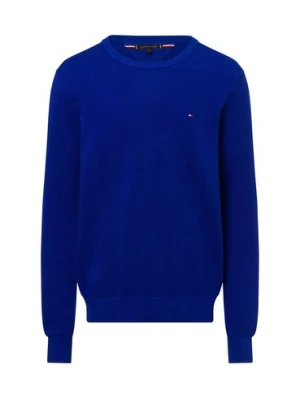 Tommy Hilfiger Męski sweter Mężczyźni Bawełna niebieski jednolity,