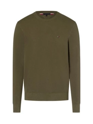 Tommy Hilfiger Męski sweter Mężczyźni Bawełna zielony jednolity,