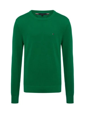 Tommy Hilfiger Męski sweter Mężczyźni Bawełna zielony jednolity,