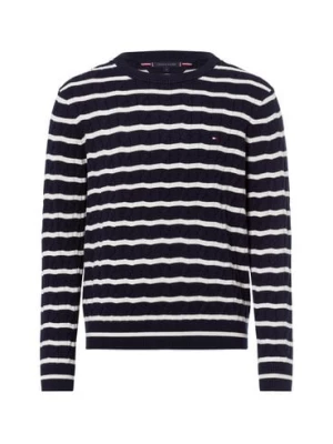 Tommy Hilfiger Męski sweter Mężczyźni drobna dzianina niebieski|biały w paski,