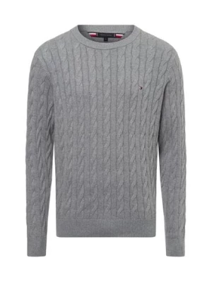 Tommy Hilfiger Męski sweter Mężczyźni drobna dzianina szary marmurkowy,