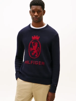Tommy Hilfiger sweter z dzianiny Mężczyźni Bawełna niebieski|czerwony