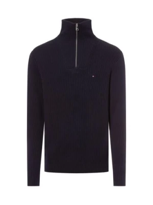 Tommy Hilfiger Męski sweter z dzianiny Mężczyźni Bawełna niebieski jednolity,