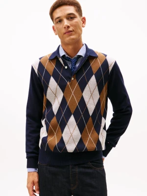 Zdjęcie produktu Tommy Hilfiger sweter z dzianiny Mężczyźni drobna dzianina niebieski|brązowy|biały
