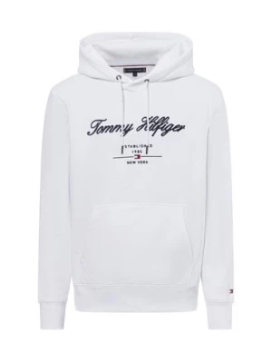 Tommy Hilfiger Męski sweter z kapturem Mężczyźni Bawełna biały jednolity,
