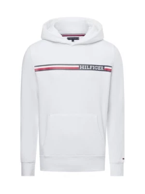 Tommy Hilfiger Męski sweter z kapturem Mężczyźni Bawełna biały nadruk,