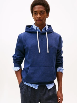 Tommy Hilfiger Męski sweter z kapturem Mężczyźni Materiał dresowy niebieski jednolity,