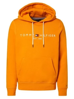 Tommy Hilfiger Męski sweter z kapturem Mężczyźni pomarańczowy jednolity,