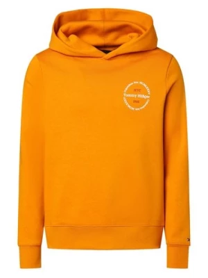 Tommy Hilfiger Męski sweter z kapturem Mężczyźni pomarańczowy nadruk,