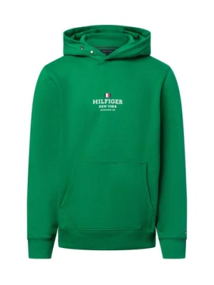 Tommy Hilfiger Męski sweter z kapturem Mężczyźni zielony jednolity,