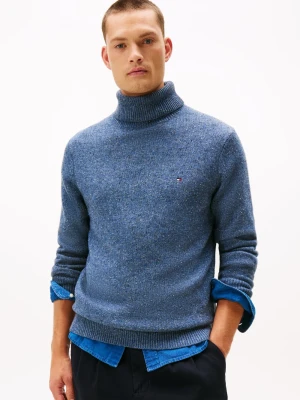 Tommy Hilfiger Męski wełniany sweter Mężczyźni niebieski marmurkowy,