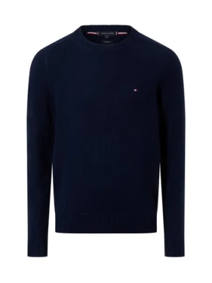Tommy Hilfiger Męski wełniany sweter Mężczyźni Wełna niebieski jednolity,
