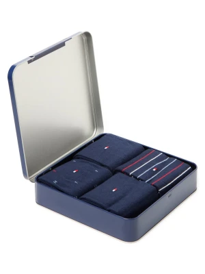 Tommy Hilfiger Męskie 4-pak skarpet w pudełku prezentowym Mężczyźni Bawełna niebieski,