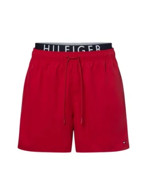 Tommy Hilfiger Męskie kąpielówki Mężczyźni Sztuczne włókno czerwony jednolity,