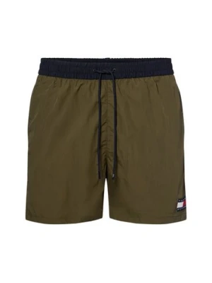 Tommy Hilfiger Męskie spodenki kąpielowe Mężczyźni zielony jednolity,