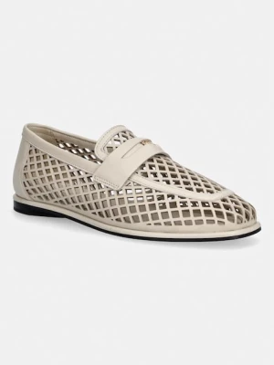Tommy Hilfiger mokasyny damskie skórzane TH COIN LTH LOAFER LASER CUT beżowy