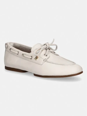 Tommy Hilfiger mokasyny damskie skórzane TH SLEEK LEATHER BOAT SHOE beżowy
