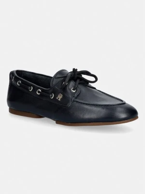 Tommy Hilfiger mokasyny damskie skórzane TH SLEEK LEATHER BOAT SHOE