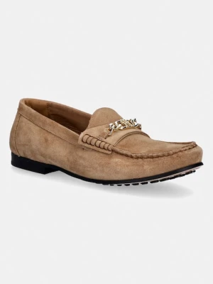 Tommy Hilfiger mokasyny damskie zamszowe TH CHAIN SUEDE LOAFER beżowy