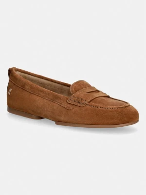 Tommy Hilfiger mokasyny damskie zamszowe TH FLEX SUEDE LOAFER BALLERINA brązowy