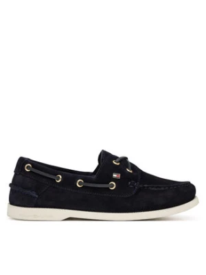 Tommy Hilfiger Mokasyny Hilfiger Suede Boat Shoe FW0FW09338 Granatowy