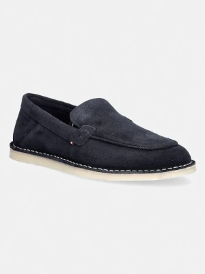 Tommy Hilfiger mokasyny męskie zamszowe HILFIGER STITCHDOWN SUEDE LOAFER granatowy