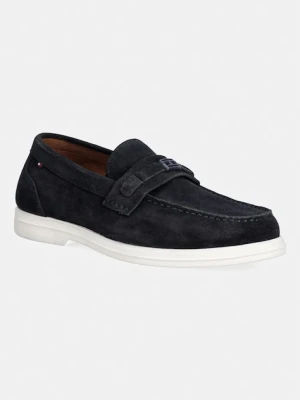 Tommy Hilfiger mokasyny męskie zamszowe LIGHT SUEDE FLAG HARDWARE LOAFER