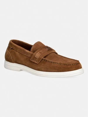 Tommy Hilfiger mokasyny męskie zamszowe LIGHT SUEDE FLAG HARDWARE LOAFER