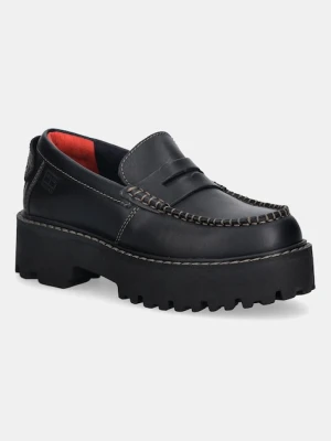 Tommy Hilfiger mokasyny skórzane ARCHIVE 01 LOAFER LEATHER damskie kolor czarny na platformie EN0EN03005