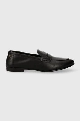 Tommy Hilfiger mokasyny skórzane ESSENTIAL LEATHER LOAFER damskie kolor czarny na płaskim obcasie FW0FW07769