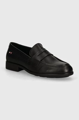 Tommy Hilfiger mokasyny skórzane FLAG LEATHER CLASSIC LOAFER damskie kolor czarny na płaskim obcasie FW0FW08030