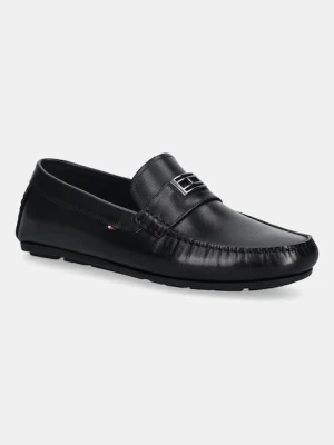 Tommy Hilfiger mokasyny skórzane HARDWARE DRIVER SHOE męskie kolor czarny FM0FM05838