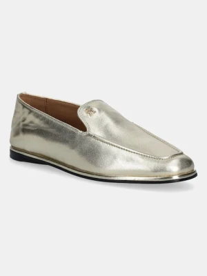 Tommy Hilfiger mokasyny skórzane HILFIGER GOLD LOAFER damskie kolor złoty na płaskim obcasie FW0FW08958
