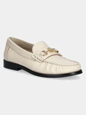 Tommy Hilfiger mokasyny skórzane SOFT LEATHER HORSEBIT LOAFER damskie kolor beżowy na płaskim obcasie FW0FW08414