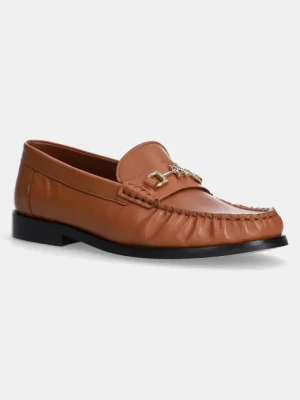 Tommy Hilfiger mokasyny skórzane SOFT LEATHER HORSEBIT LOAFER damskie kolor brązowy na płaskim obcasie FW0FW08414