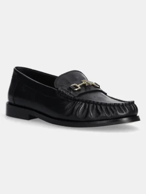 Tommy Hilfiger mokasyny skórzane SOFT LEATHER HORSEBIT LOAFER damskie kolor czarny na płaskim obcasie FW0FW08414