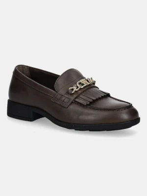 Tommy Hilfiger mokasyny skórzane TH CHAIN FRINGE LEATHER LOAFER damskie kolor brązowy na płaskim obcasie FW0FW08971