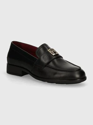 Tommy Hilfiger mokasyny skórzane TH LEATHER CLASSIC LOAFER damskie kolor czarny na płaskim obcasie FW0FW07961