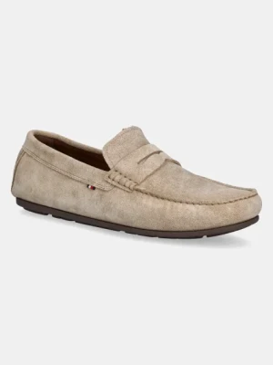 Tommy Hilfiger mokasyny zamszowe CASUAL SUEDE DRIVER męskie kolor beżowy FM0FM04998