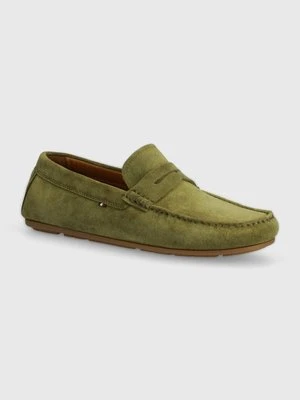 Tommy Hilfiger mokasyny zamszowe CASUAL SUEDE DRIVER męskie kolor zielony FM0FM04998