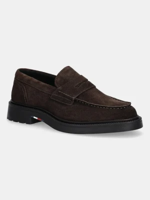 Tommy Hilfiger mokasyny zamszowe HILFIGER COMFORT LWT SDE LOAFER męskie kolor brązowy FM0FM05727