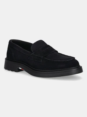 Tommy Hilfiger mokasyny zamszowe HILFIGER COMFORT LWT SDE LOAFER męskie kolor granatowy FM0FM05727