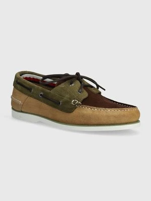 Zdjęcie produktu Tommy Hilfiger mokasyny zamszowe TH BOAT SHOE CORE C BLOCK SUEDE męskie kolor zielony FM0FM04630