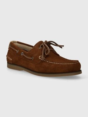 Tommy Hilfiger mokasyny zamszowe TH BOAT SHOE CORE SUEDE męskie kolor brązowy FM0FM04505