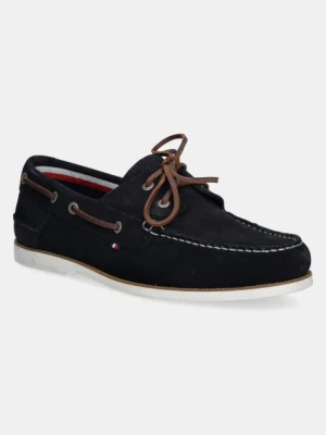 Zdjęcie produktu Tommy Hilfiger mokasyny zamszowe TH BOAT SHOE CORE SUEDE męskie kolor granatowy FM0FM05387