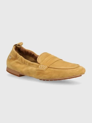 Tommy Hilfiger mokasyny zamszowe TH SUEDE MOCCASIN damskie kolor beżowy na płaskim obcasie FW0FW07714